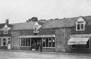 Old photograph of Bovington's shop in The Square, Aston.
