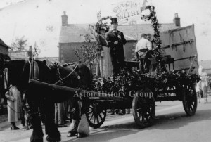 Horse drawn float, celebration, old photo taken in The Square, Aston.