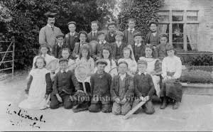 Group of Aston School children and their teacher, taken in about 1910.