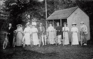 Old photo of Cycle Group at the Aston Cricket Pavillion.