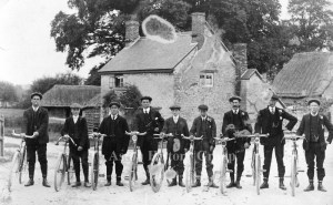 Vintage photo of Cycling Club from Aston, possibly taken in the village of Hardwick.