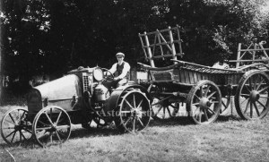 First tractor in Aston, with a Long’s wagon.