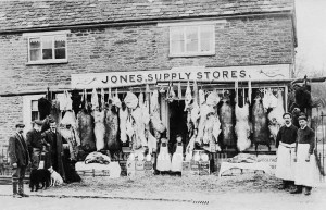 Historic photograph of Jones Supply Stores and Butcher’s shop, The Square, Aston.