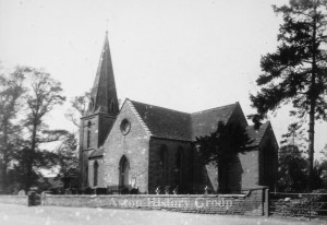 Old photograph showing St. James Church in the Cote Road Aston.